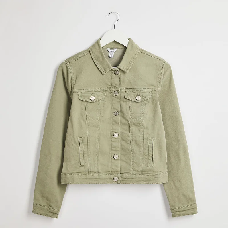 Ladies Sage Denim Jacket Cardigan Sweater Pullover