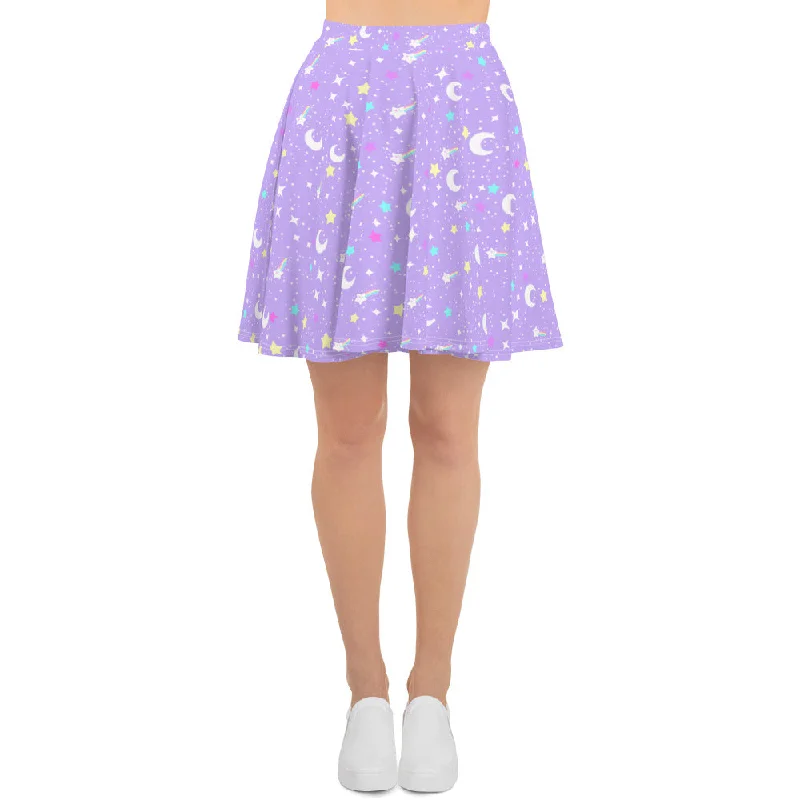 Starry Glitter Purple Skater Skirt lace skirt feminine