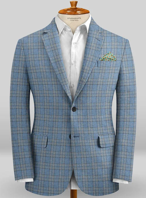 Scabal Taormina Lodi Blue Linen Jacket Belted Jacket Elasticated Jacket Padded Jacket