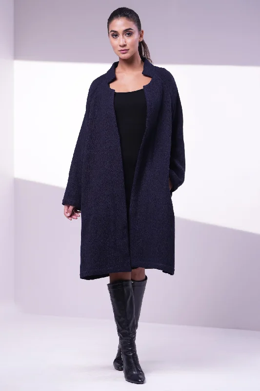 Navy Wool Jacket Faux Fur Jacket Real Fur Jacket Shearling Jacket