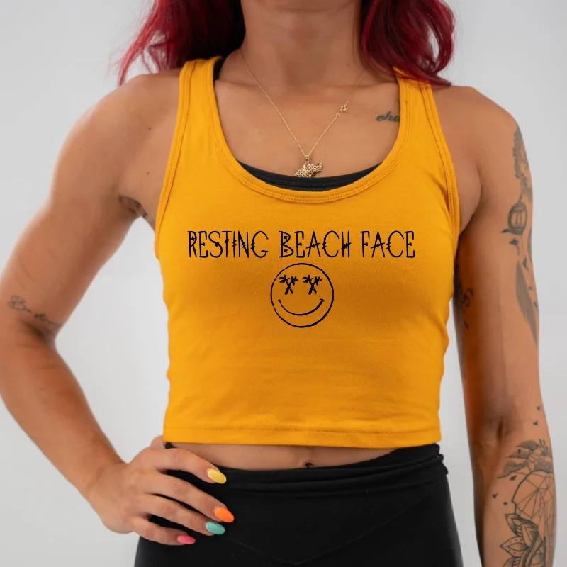 Salty Savage Ladies "Resting Beach Face" Racerback Crop Tank sheer tank top