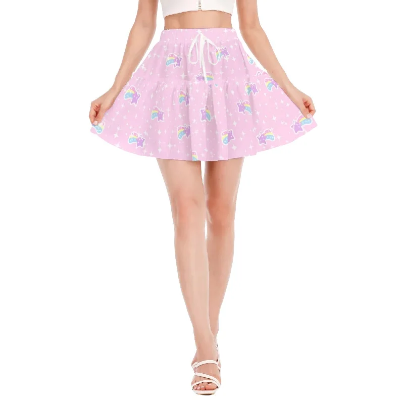 Bubblegum Bunny Shooting Stars Women's Ruffled Mini Skirt lace skirt intricate