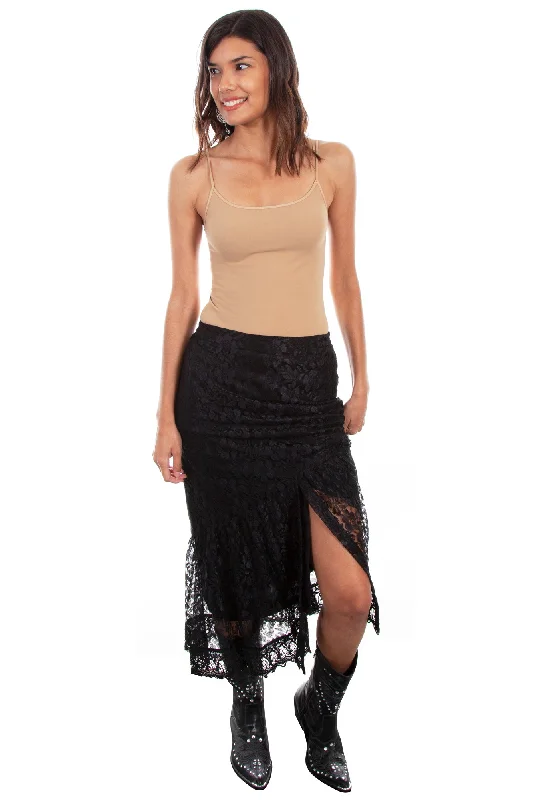 Scully Womens Black Rayon Front Slit Skirt wool skirt breathable