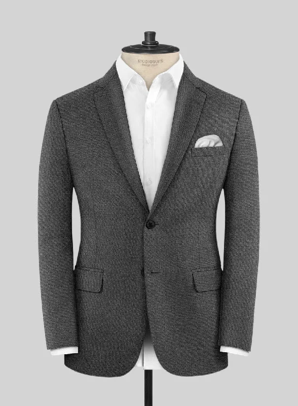 Scabal Tierra Twill Gray Wool Jacket Embroidered Jacket Appliqued Jacket Beaded Jacket
