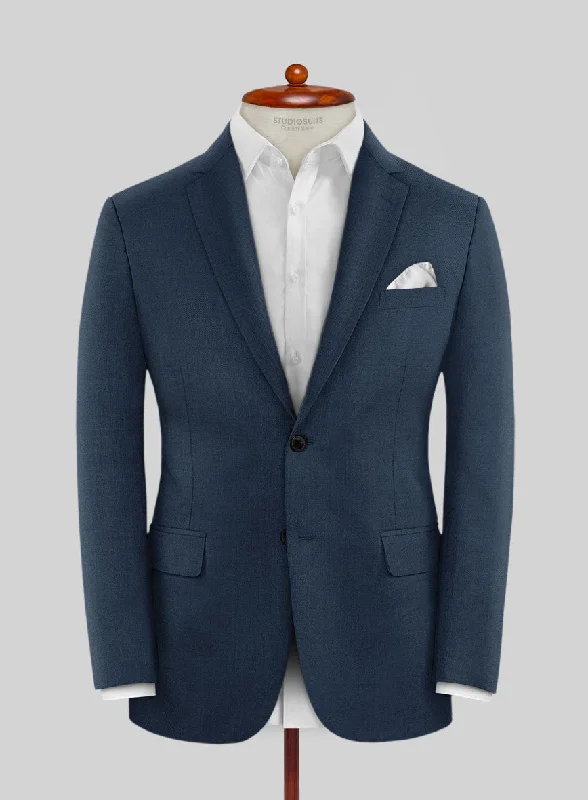 Scabal Potri Prussian Blue Wool Jacket Toggled Jacket Drawstring Jacket Belted Jacket