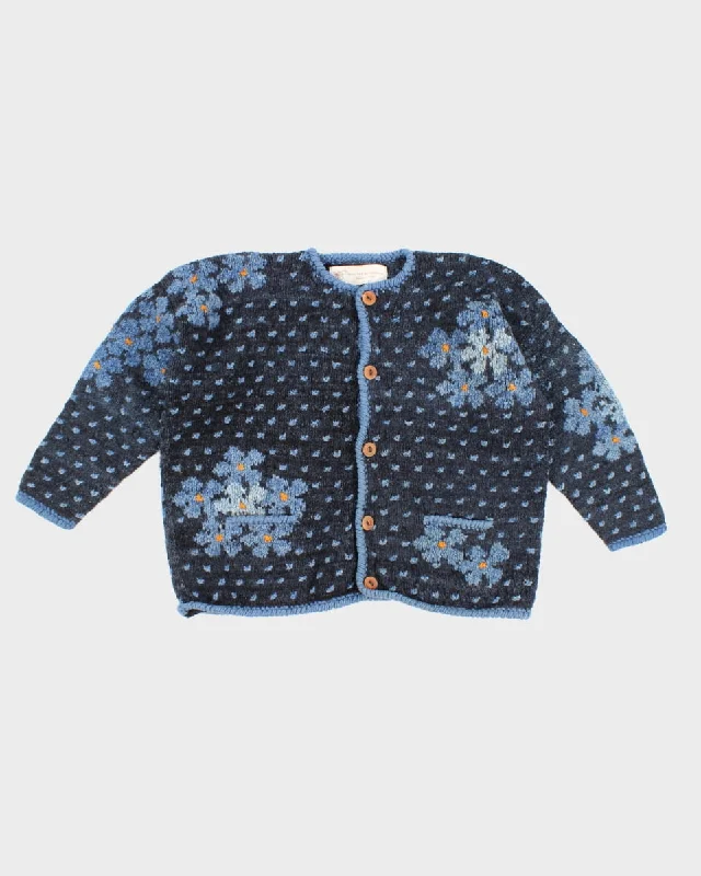 Vintage Wool Floral Cardigan - XL Stretchy Elastic Breathable