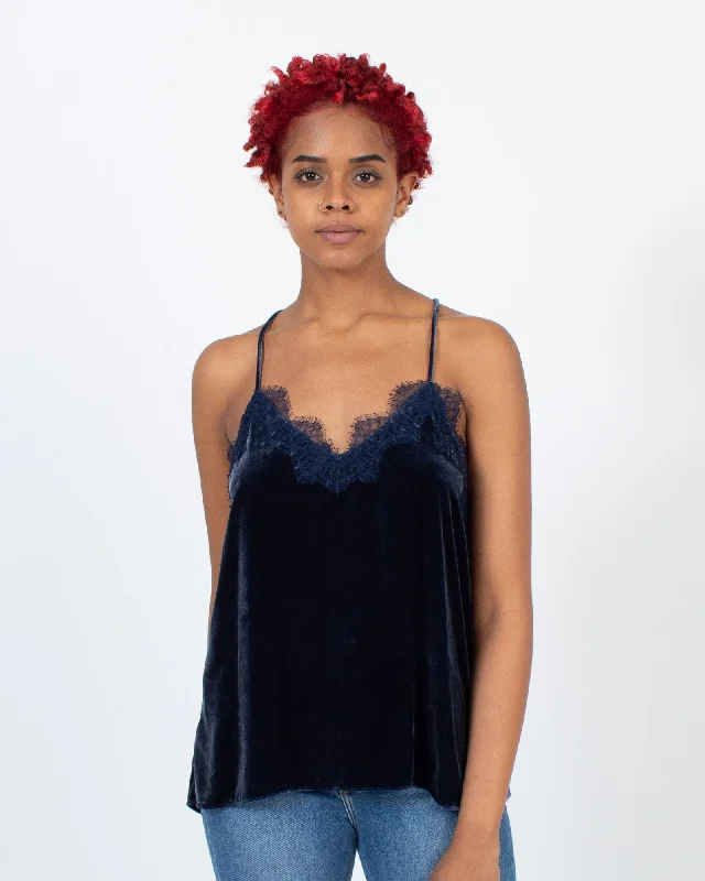 Velvet Lace Trim Tank casual tank top
