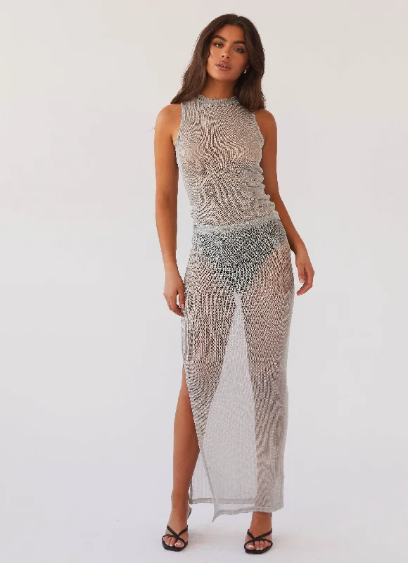 Love Bomb Knit Maxi Skirt - Moon Storm casual skirt length
