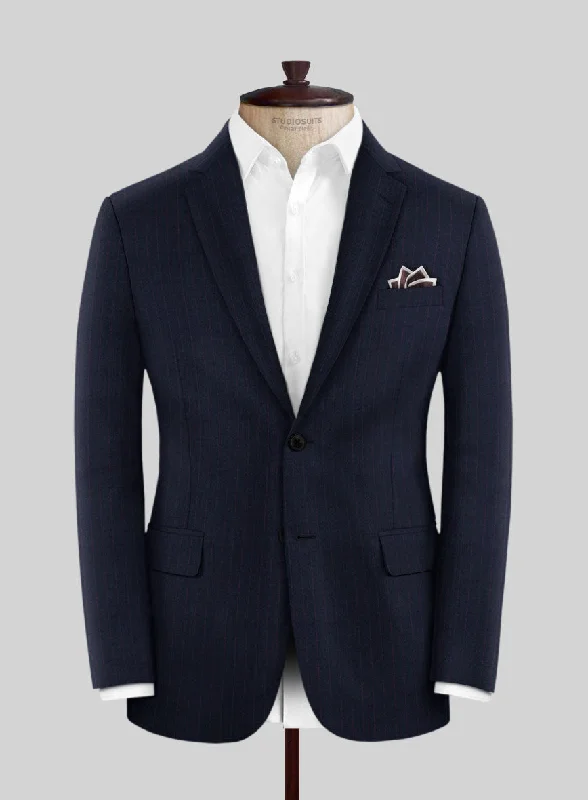 Scabal Rejo Stripe Blue Wool Jacket Cotton Jacket Linen Jacket Terry Jacket