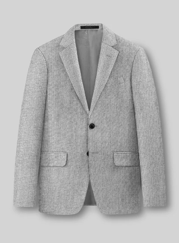 Scabal Worsted Light Gray Wool Jacket Hoodie Zip-Up Jacket Button-Up Jacket