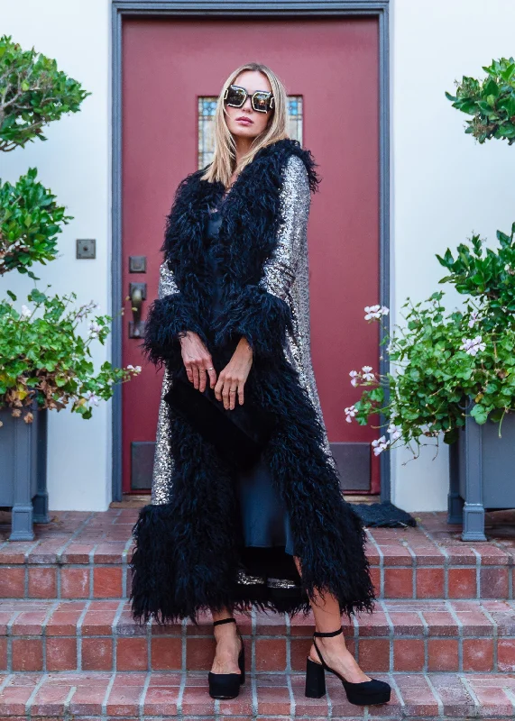 Penny Deluxe Buxom Gunmetal Faux Fur Jacket Zippered Jacket Buttoned Jacket Snapped Jacket