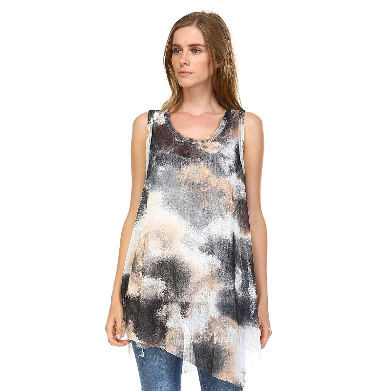 JOH Tara Tank Top Brown baby blue tank