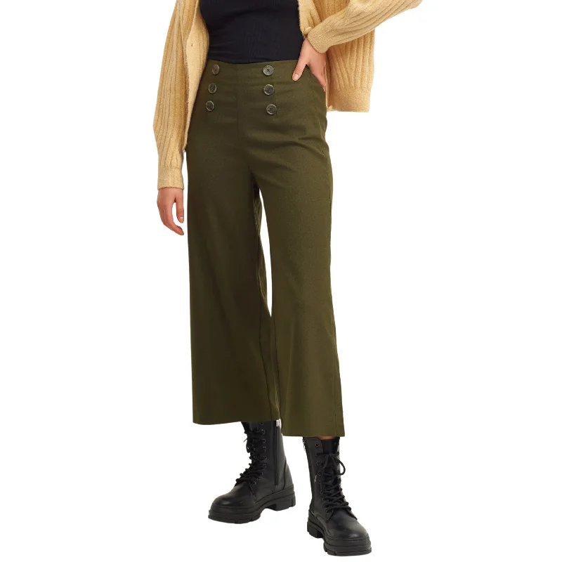 OXXO -  Green Buttoned Culotte Pants Chic Checkered Pants