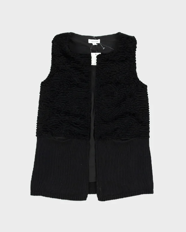 Calvin Klein Black Knitted Sleeveless Cardigan - M Terry Terry Cloth Terry Knit