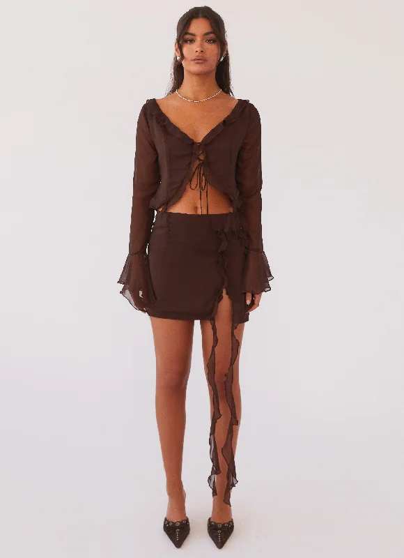 My Favourite Part Mini Skirt - Dark Mocha high waist skirt
