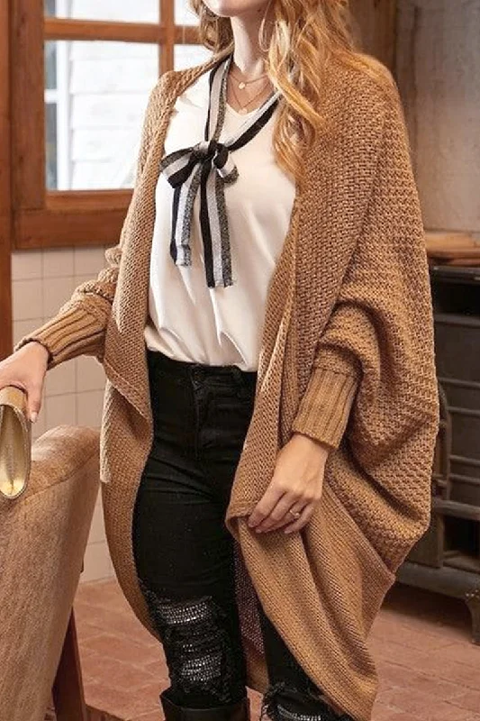 LONG SLEEVE KNIT CARDIGAN Real Fur Shearling Chenille