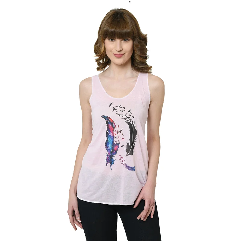 Mack Jonney Pink Tank Top For Women's cold shoulder tank