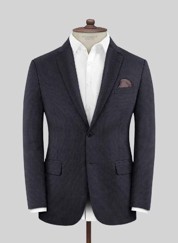 Scabal Jaglo Stripe Blue Wool Jacket Plaid Jacket Tartan Jacket Houndstooth Jacket