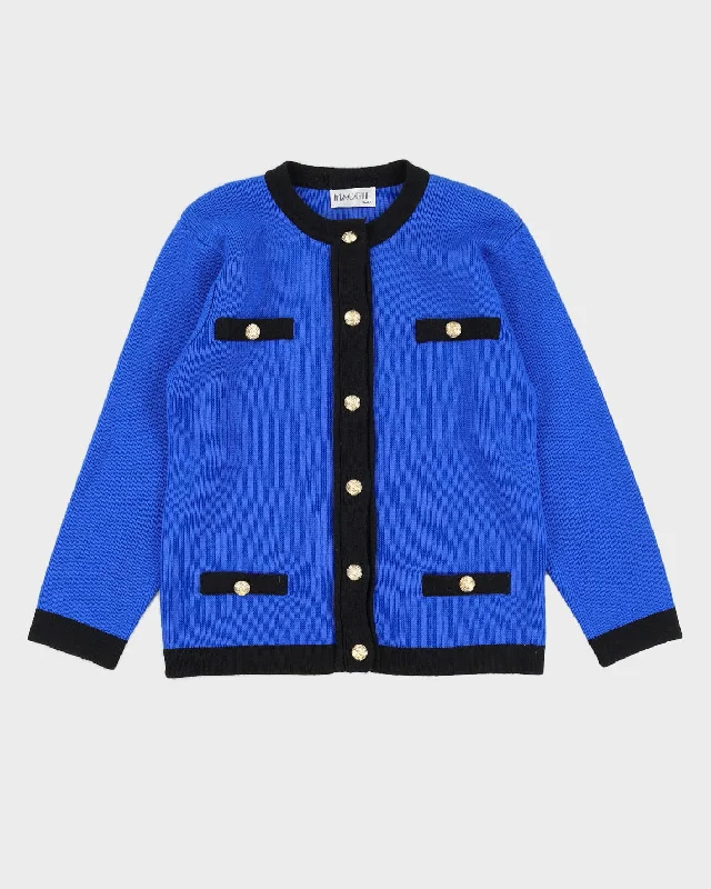 Blue And Black Knitted Cardigan - S Handmade Hand-knitted Hand-woven