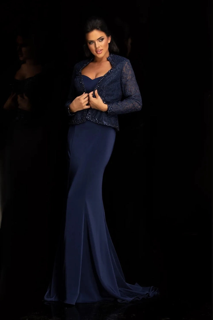 Lucci Lu 6032W Navy Blue Fitted Dress with Long Sleeve Lace Jacket Print Jacket Jacquard Jacket Embroidered Jacket Lucci Lu 6032W Navy Blue Fitted Dress with Long Sleeve Lace Jacket Print Jacket Jacquard Jacket Embroidered Jacket
