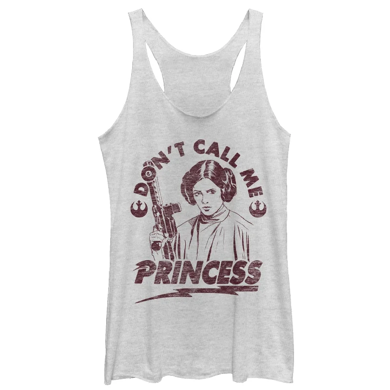 Women's Star Wars Leia Don't Call Me Princess Racerback Tank Top off shoulder tank