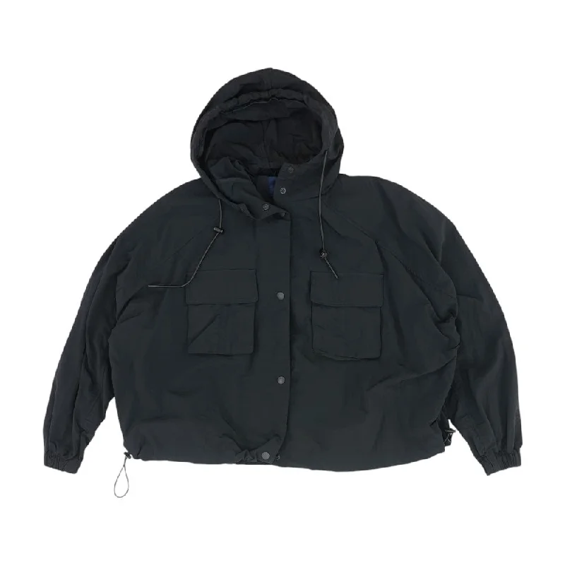Black Solid Jacket Bomber Jacket Anorak Windbreaker