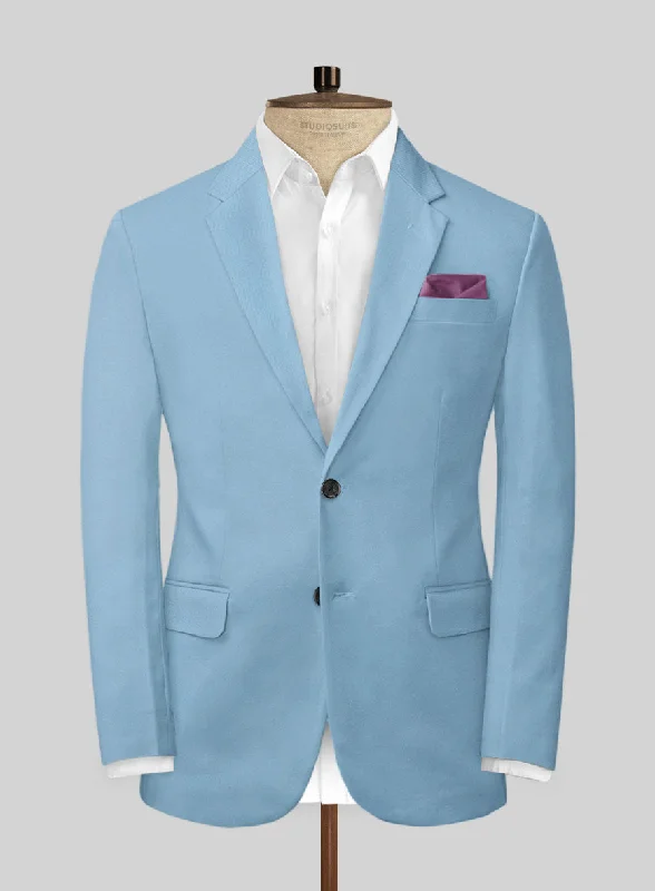 Scabal Cornflower Blue Cashmere Cotton Jacket Chenille Jacket Brocade Jacket Lace Jacket