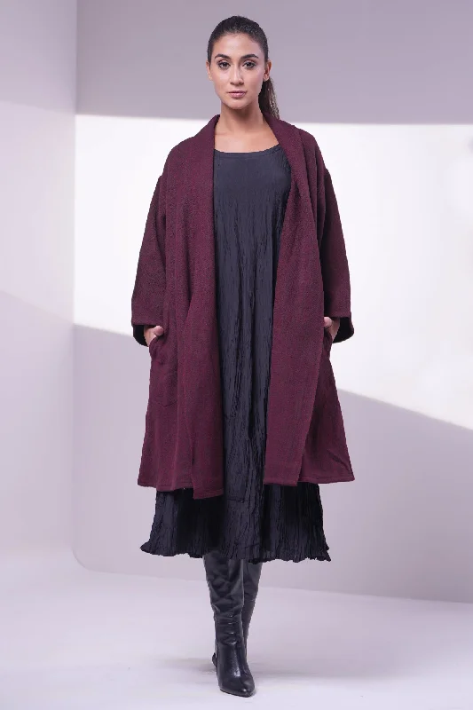 Maroon Wool Jacket Insulated Jacket Fitted Jacket Loose Jacket