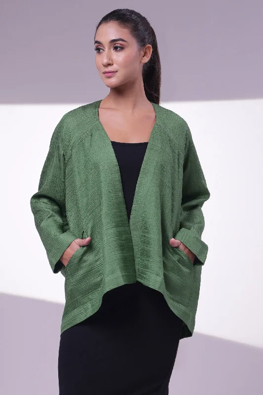 Green Embroidered Quilted Silk Jacket Cotton Fabric Linen Fabric Terry Fabric