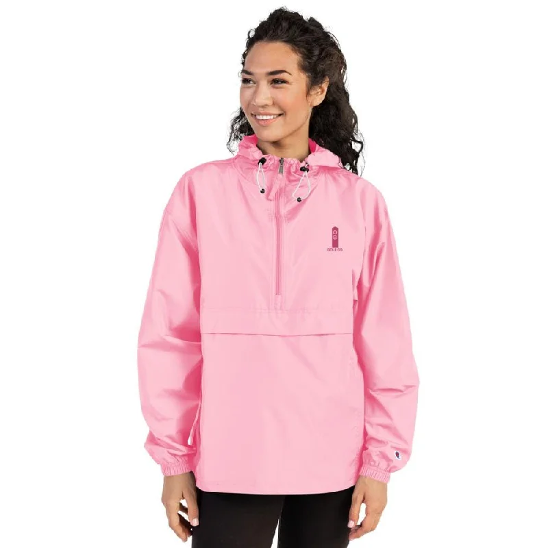 Pink OB Stake Embroidered Champion Packable Jacket Fleece Fabric Down Fabric Feather Fabric