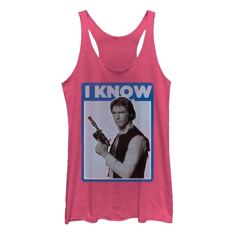 Women's Star Wars Han Solo Quote I Know Racerback Tank Top neon tank top