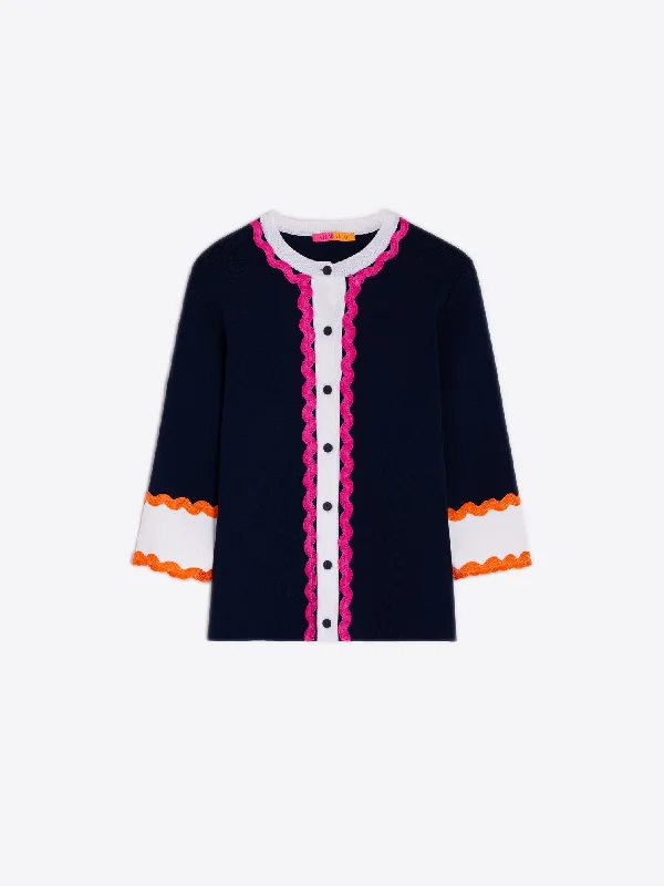 Vilagallo Knitwear Cardigan Navy Blue Lightweight Heavyweight Midweight