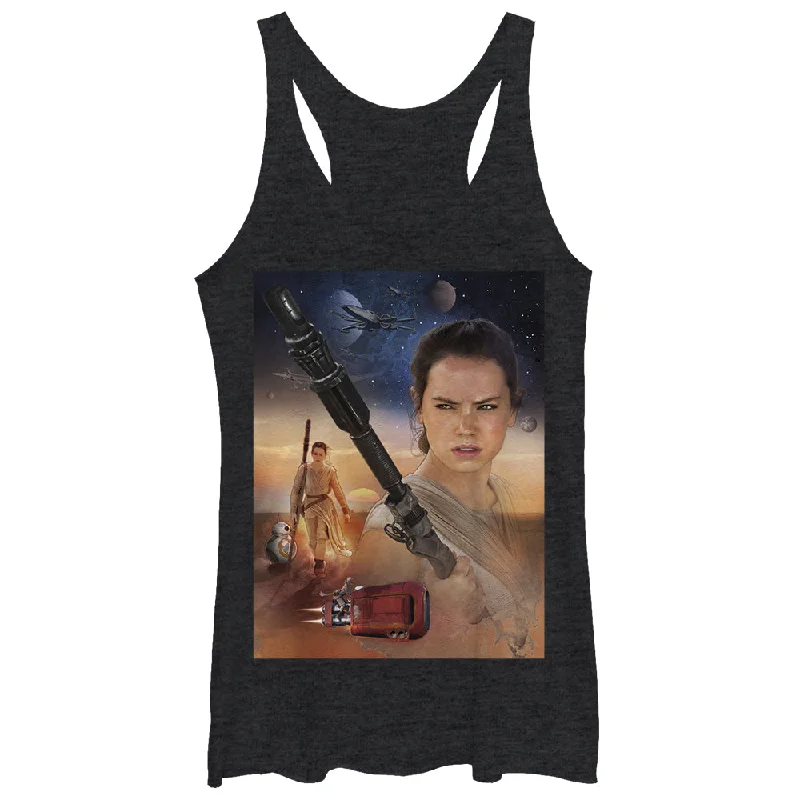 Women's Star Wars The Force Awakens Rey Collage Racerback Tank Top mesh tank top