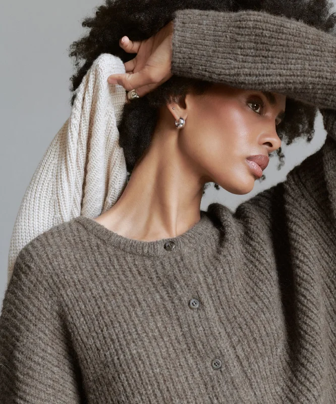 Hayes Crewneck Cardigan Wool Fabric Cashmere Fabric Tweed Fabric