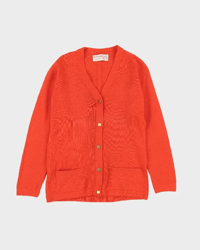 Vintage 1960s Ballantyne Orange Cardigan - S Elegant Classic Vintage