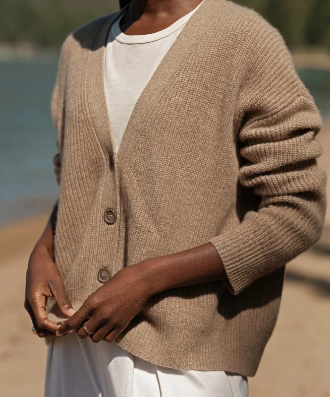 Cropped Cashmere Cocoon Cardigan Fitted Slim Tailored