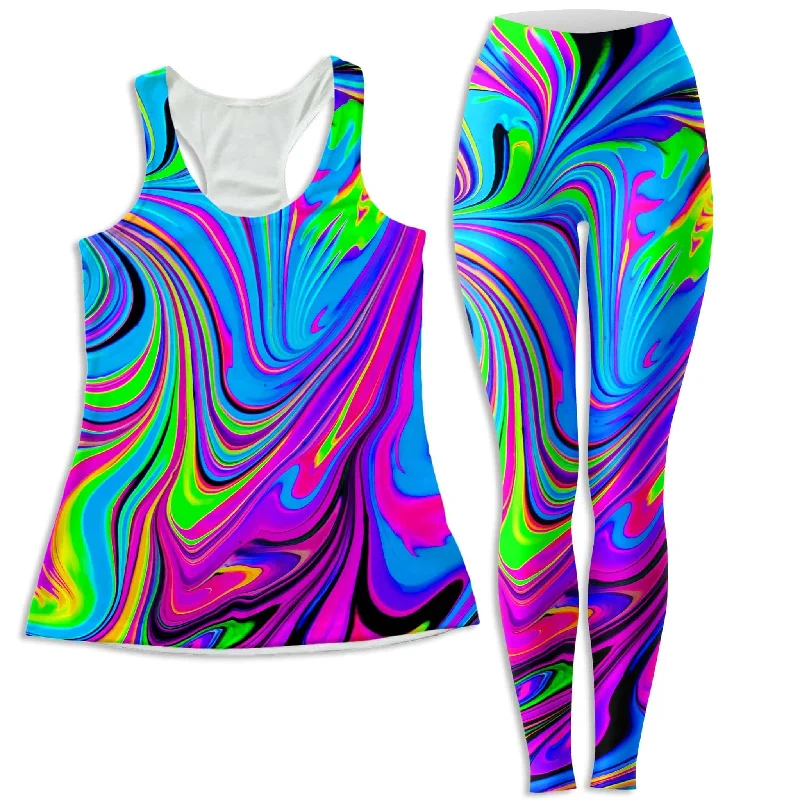 Cosmic Flow Women's Tank and Leggings Combo lace tank top