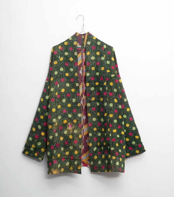 Green Vintage Cotton Kantha Reversible Jacket Denim Jacket Leather Jacket Suede Jacket