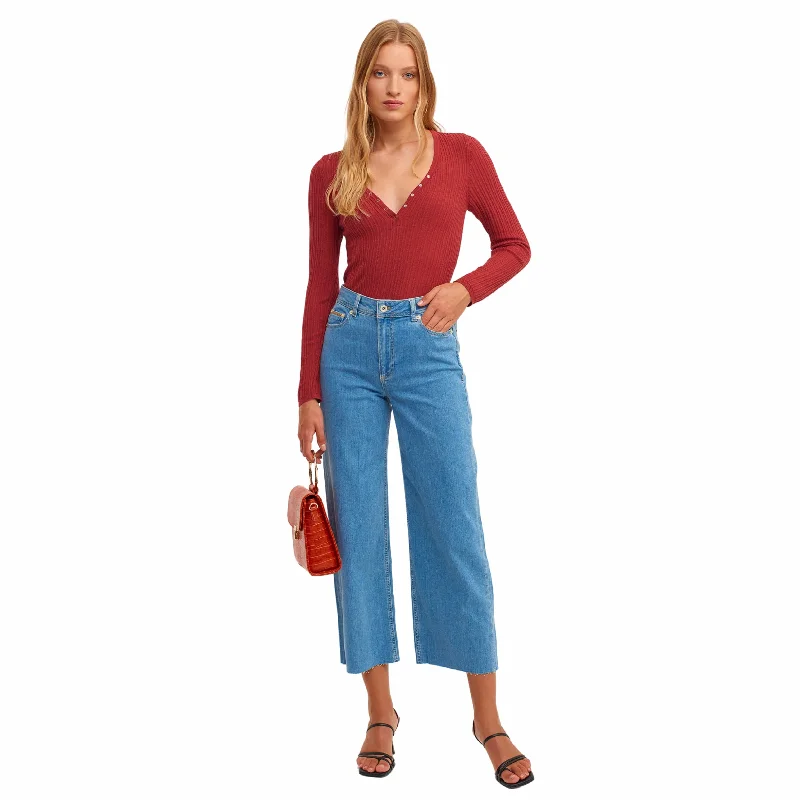 OXXO - Ultra High-Rise Denim Culotte Pants High-Waist Trousers