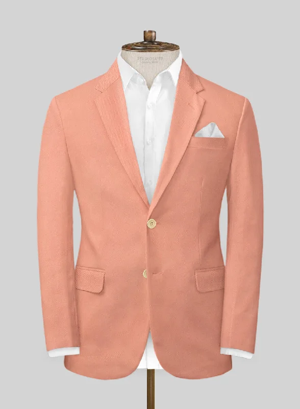 Scabal Peach Cotton Stretch Jacket Tailored Jacket Straight Jacket A-Line Jacket