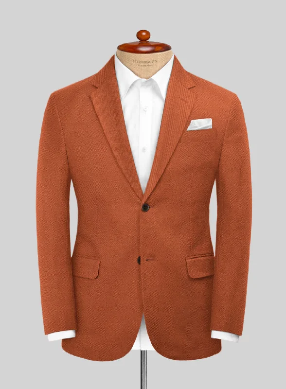 Scabal Burnt Orange Cashmere Cotton Jacket Nylon Fabric Polyester Fabric Spandex Fabric