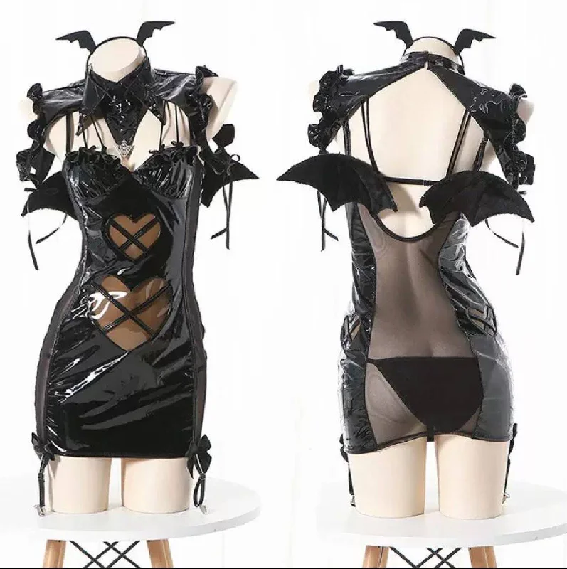 Little devil skirt Kf11204 leather skirt sleek