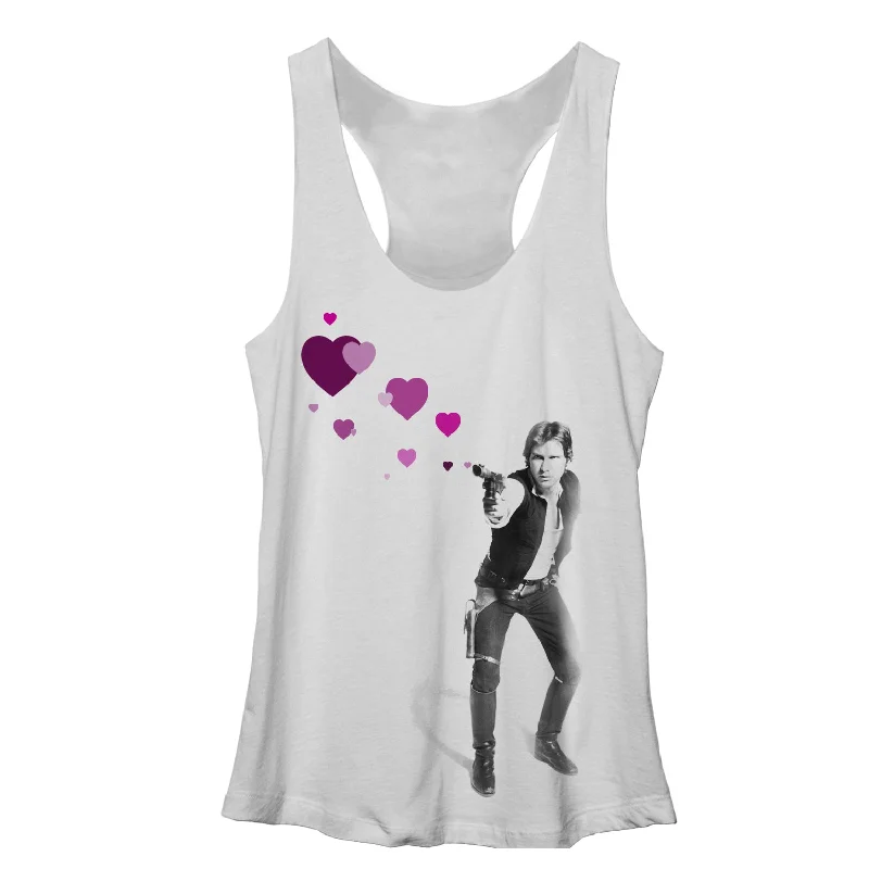 Women's Star Wars Han Shot Hearts Racerback Tank Top adorable tank top