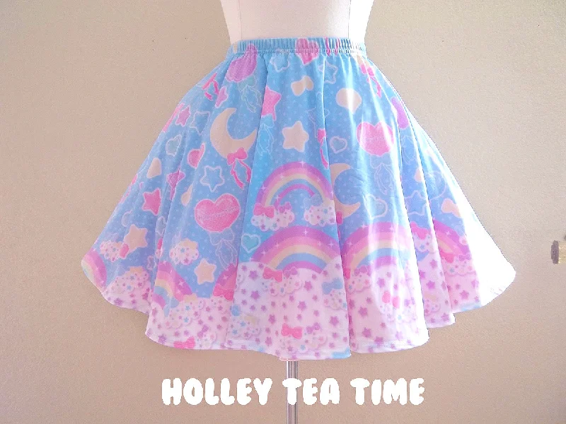 Pastel Party Blue Mini Skater Skirt slim fit skirt