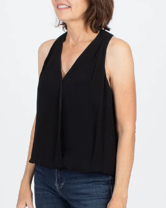 Black V Neck Silk Tank essential tank top