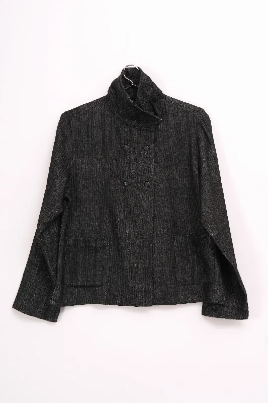 Black Quilted Cotton Jacket Belted Jacket Elasticated Jacket Padded Jacket