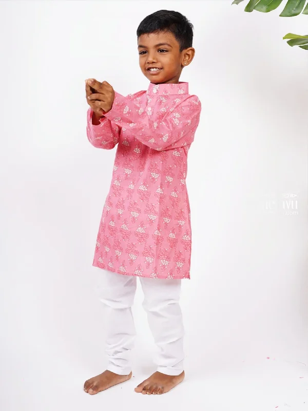 Soft Cotton Floral Print Kurta with White Pant for Boys Soft Cotton Pants