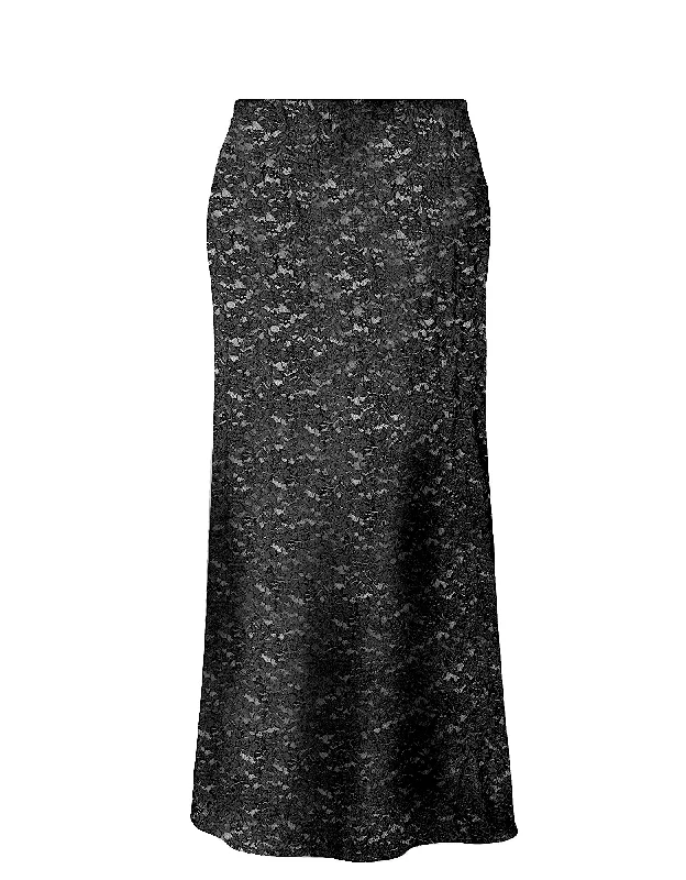 Gianna Stretch Lace Mermaid Maxi Skirt - Black leather skirt modern