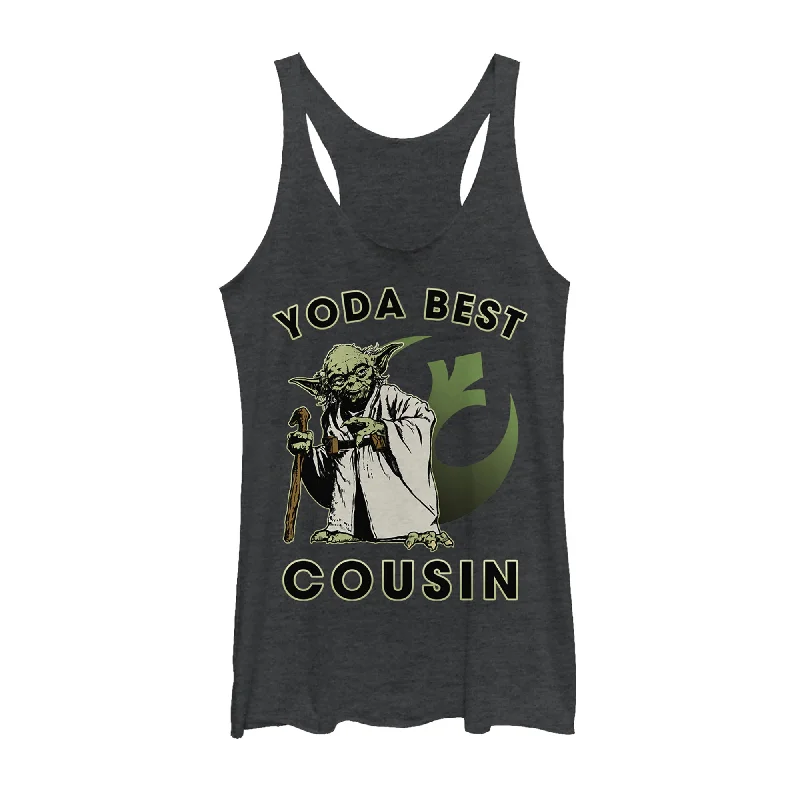 Women's Star Wars Yoda Best Cousin Racerback Tank Top comfortable tank top