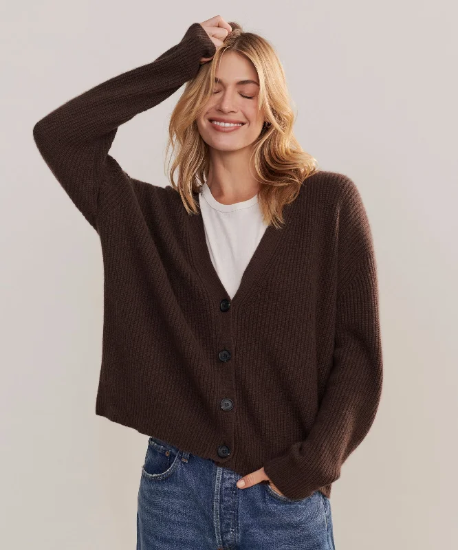 Cropped Cashmere Cocoon Cardigan Neon metallic Matte